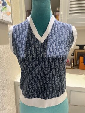 Vintage Dior Blue Monogram Top